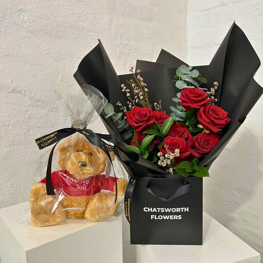 Classic Valentine with I Love You Teddy Bear - Combo